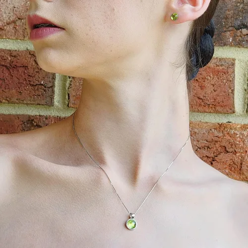 Miniatura 75 de Pendientes naturales de 0.236 in con chapado en oro blanco sobre plata de ley, bisel cabujón de piedras preciosas regalo de joyería para ella
