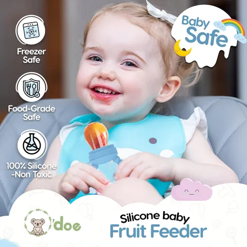 Miniatura 6 de O'doe Comedero de frutas Chupete de frutas para bebés con 1 comedero y 3 pezones Sin BPA, alimentador de alimentos para bebés y mordedor