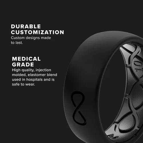 Miniatura 3 de Groove Life - Anillo de boda de goma transpirable para hombres, de silicona sólida, gran cobertura, diseño único, anillo de ajuste cómodo