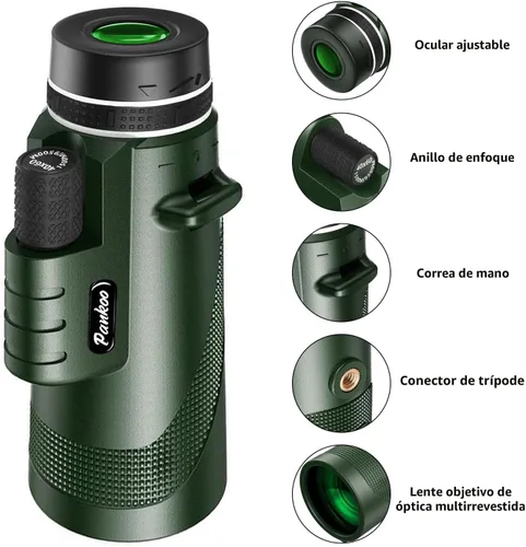 Miniatura 6 de Monoculares potentes de 12 x 60 para adultos con adaptador de teléfono inteligente, trípode y bolsa portátil, monoculares de visión más grande