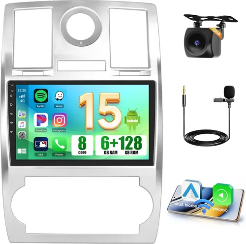 [8-Core 6+128G] Android 15 Estéreo de coche para Chrysler 300C 2004-2011, Hikity 9 pulgadas pantalla táctil Chrysler 300C Radio inalámbrica Carlay