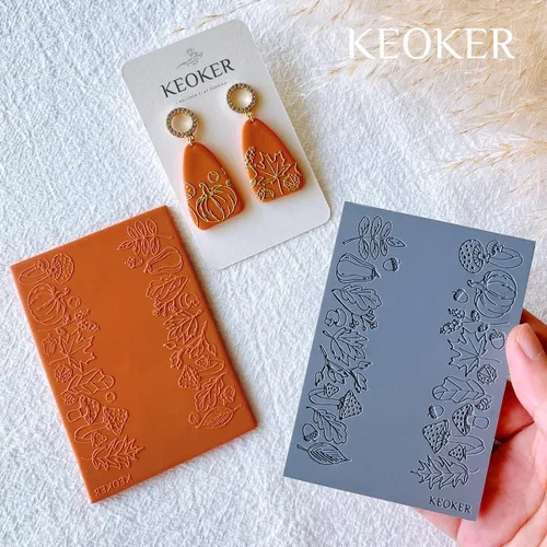 Miniatura 4 de Keoker Hojas de textura de arcilla polimérica de calabaza, alfombrilla de textura de arcilla para hacer aretes de joyería, herramientas de aretes