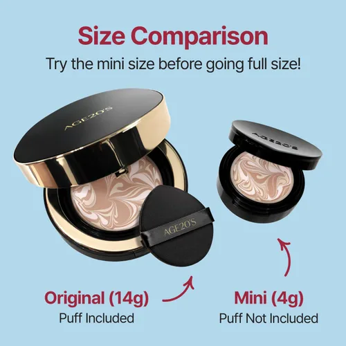Miniatura 3 de [Tamaño mini] AGE20'S Signature Essence Pact 13C Base de cojín coreana vegana Paquete de 1 Base crema, acabado húmedo y brillante, cobertura