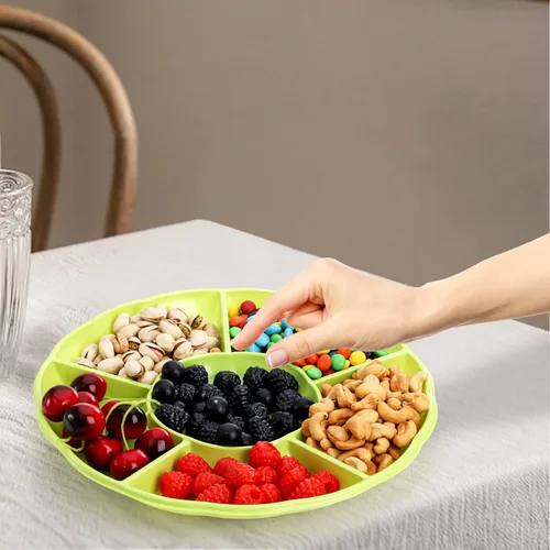 Miniatura 8 de Frcctre Paquete de 20 platos desechables de plástico para servir aperitivos, 12 pulgadas, 6 seccionales divididos para aperitivos, nueces, dulces