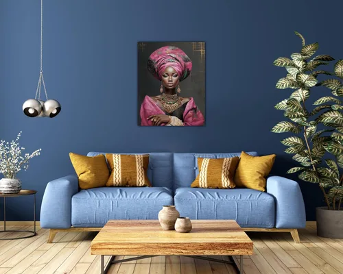 Miniatura 270 de Arte de pared afroamericano, decoración de rey y reina bailarín negro para sala de estar, arte de pareja de amor negro para dormitorio, lienzo