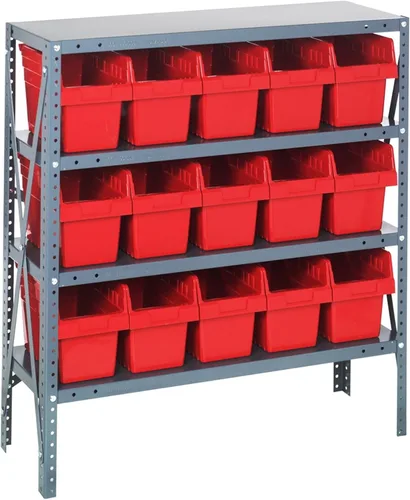Miniatura 315 de Quantum QSBU-245BK Heavy Duty Shelving Unit with (7) Shelves and (24) QUS245 Black Bins for Garage Warehouse Storage Distribution 400 lb Load