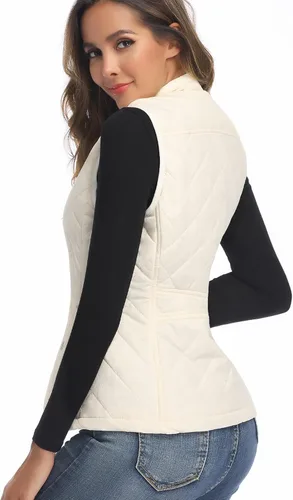 Miniatura 3 de Chaleco para exteriores de mujer, chaleco acolchado ligero con cremallera y cuello alto.