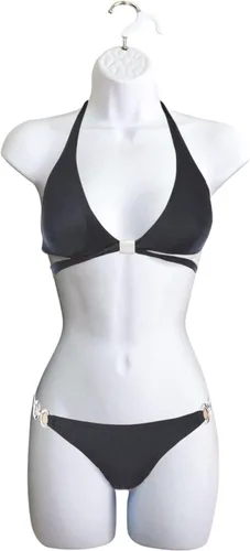 Miniatura 31 de Maniquí Femenino de Cadera de Torso Largo Espalda Hueca Cuerpo Apilable Forma de Vestido con Gancho Colgante para Exhibición de Camisetas, Encimera