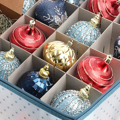 Miniatura 8 de Caja grande de almacenamiento para adornos navideños con divisores ajustables - Contenedor de almacenamiento de adornos de plástico para 128 adornos