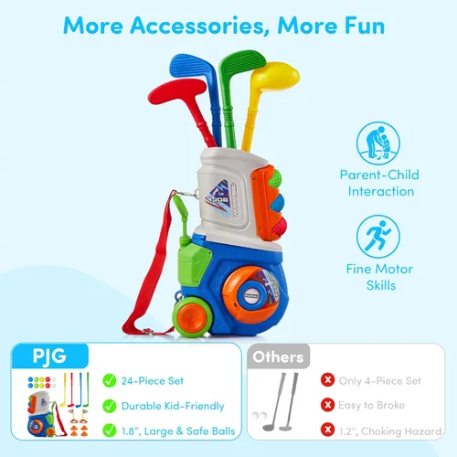 Miniatura 2 de PJG Juego de golf para niños pequeños, palos de golf de plástico para niños de 1, 2, 3, 4, 5 años con 4 palos de golf y 10 pelotas, juguetes de golf
