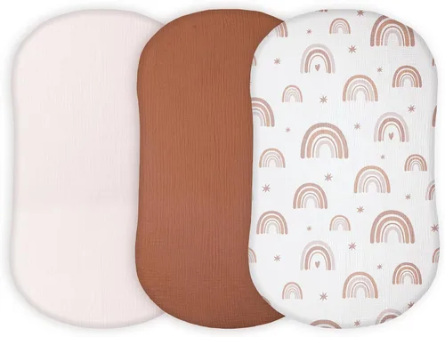Miniatura 10 de Sábanas de moisés de muselina para Maxi COSI Iora, Delta Children, Graco, Munchkin Brica, 4moms MamaRoo, Chicco LullaGlide por TansyPanda, 3 piezas