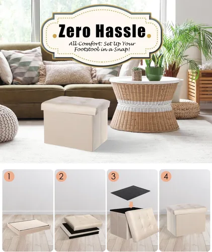Miniatura 6 de Otomán de Almacenamiento Otomán Reposapiés Taburete Banco Plegable con Almacenamiento Dormitorio de Estudiantes, Dormitorio y Entrada 16 X 12 X 12
