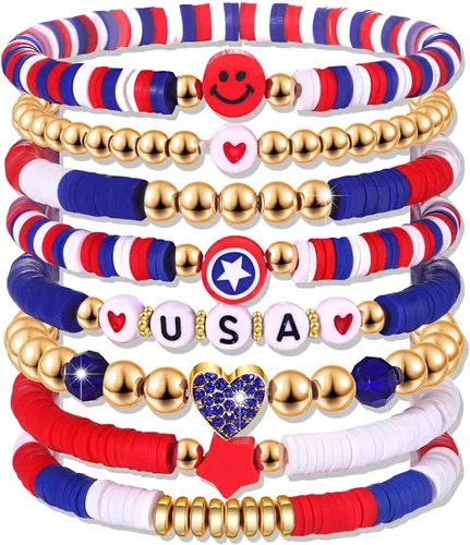 Miniatura 88 de Surfer Heishi - Pulseras apilables para mujer, apilables, de vinilo arcoíris, disco de arcilla, pulseras elásticas para la amistad, joyería bohemia