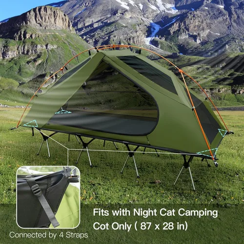 Miniatura 4 de Night Cat Tienda de campaña para cuna – Impermeable para 1 persona fuera del suelo Combo cama para adultos portátil fácil instalación tienda