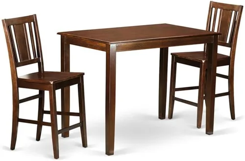 Miniatura 8 de East West Furniture YABU3-MAH-LC - Juego de pub de 3 piezas de altura de mostrador para espacios pequeños que contiene una mesa de comedor