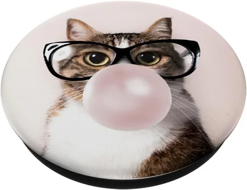Miniatura 2 de Divertido gato masticar Bubblegum y soplar una burbuja – PopSockets agarre y soporte para teléfonos y tabletas