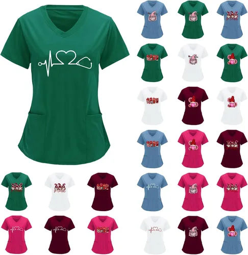Miniatura 2 de Women's Top T Shirt Casual V Neck Short Sleeve T Shirt Top Casual Summer Blouse Outer Wear Women Tees & Blouses Tunic Tops