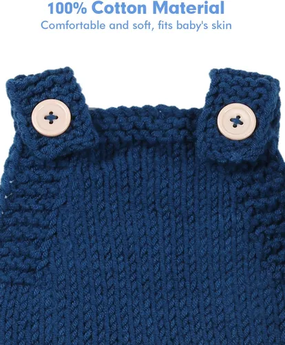 Miniatura 5 de Traje de oso de fotografía para recién nacido, traje de ganchillo para sesión de fotos de bebé, mameluco de punto para niño y niña