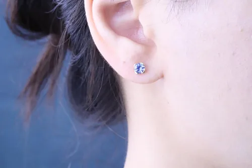 Miniatura 5 de Gin & Grace Aretes de tanzanita genuina de oro amarillo de 10 quilates para mujer Joyería de tanzanita con forma ética, auténtica y orgánica