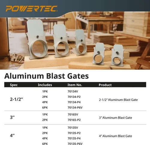 Miniatura 8 de POWERTEC 70134-P4 - Puerta de aluminio de 2-1/2 pulgadas para colector de polvo, accesorios de recolección de polvo, paquete de 4