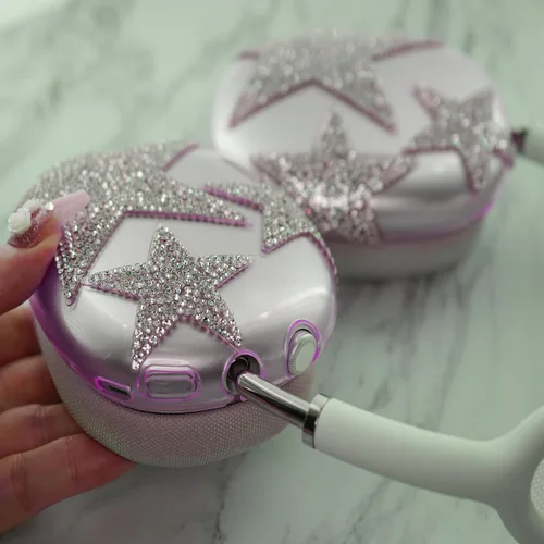 Miniatura 8 de MORWLAT Funda para AirPods Max con Diamantes de Imitación Brillantes Estrellas, Fundas Suaves Bonitas Transparentes y Brillantes para Mujeres