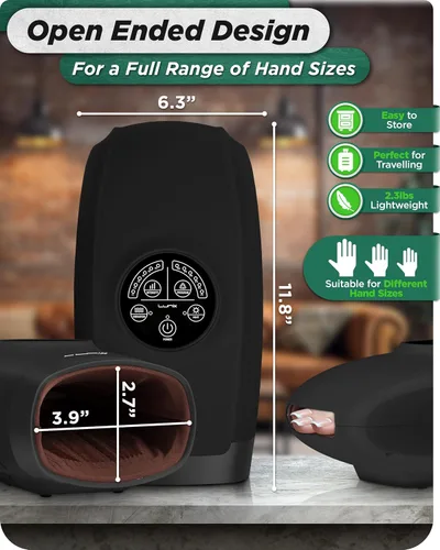 Miniatura 4 de Lunix LX3 masajeador de manos inalámbrico, máquina de masaje shiatsu con calor y compresión, 6 niveles de terapia de puntos de presión