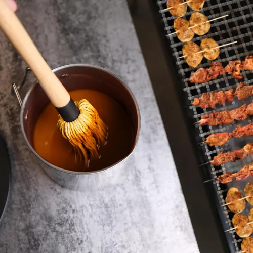 Miniatura 5 de Donxote Juego de 2 cepillos para fregona de barbacoa de 18 pulgadas, con 6 cabezales de repuesto adicionales, cabeza de algodón de mango largo