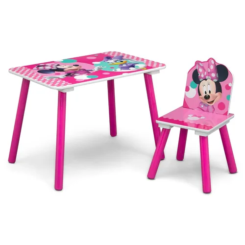 Miniatura 3 de Delta Children Disney Minnie Mouse Juego de 3 piezas para cuarto de juegos para niños pequeños – Incluye mesa, silla y caja de juguetes, rosa