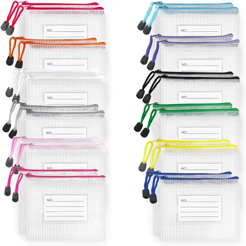Bopart 24 piezas Pequeña Bolsa de Malla con Cremallera 6.3x4.9 Pulgadas Bolsas de Malla con Cremallera Impermeables con Bolsillo para Etiquetas para