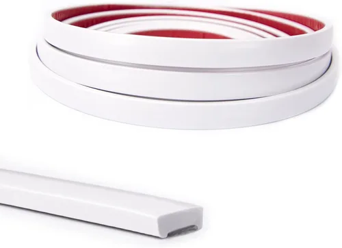 Art3d Moldura de vinilo flexible de 30 pies para despegar y pegar para bordes de azulejos de pared, salpicaduras de cocina, marco de espejo en Blanco