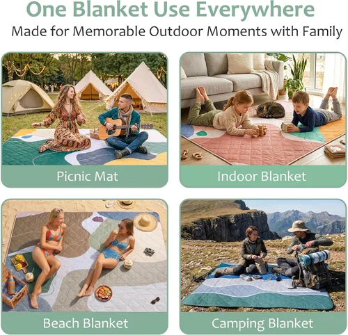 Miniatura 8 de Exclusivo Mezcla Manta de picnic impermeable de 60 x 80 pulgadas, manta de camping moderna a prueba de arena de poliéster floral multicolor grande