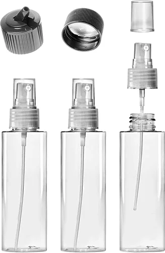 Miniatura 9 de VViViD Botellas vacías de plástico transparente sin BPA de 4 onzas con tapa giratoria, tapa de pulverización de niebla y tapa de boquilla abatible