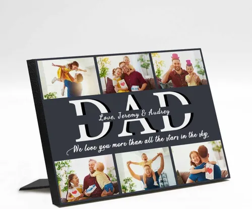 Miniatura 23 de InterestPrint Panel de fotos personalizado para papá y nombre para exhibición de mesa, mejor papá estrella, 6 fotos, marco de fotos personalizado