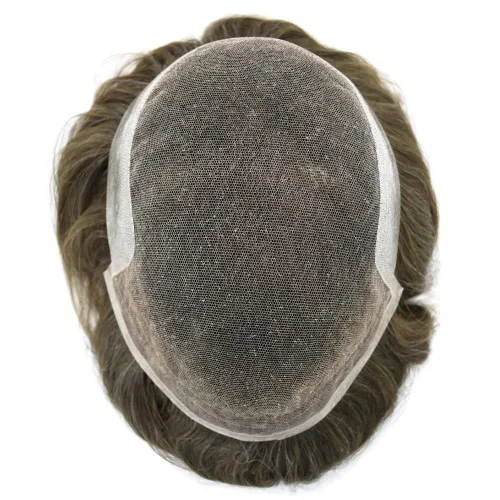 Miniatura 5 de Toupee para hombres, piezas de cabello de repuesto suave de encaje suizo para hombres, tupé de cabello humano real, tupé, sistema de cabello