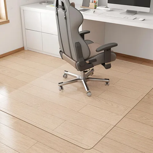 Miniatura 11 de KMAT Tapete para silla de oficina, fácil de deslizar, de madera dura, para silla rodante, protector de suelo resistente, antideslizante, rectangular