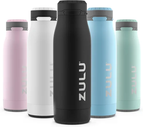 Miniatura 12 de Botella de agua con aislamiento al vacío de acero inoxidable ZULU Ace con pico para tragar, tapa con cierre a prueba de fugas y base extraíble