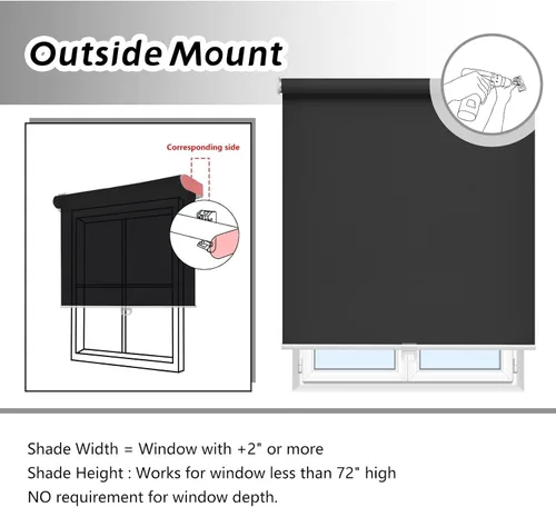 Miniatura 6 de AOSKY Persianas enrollables opacas para ventanas, sin cordones, para oscurecer la habitación, con aislamiento térmico, fácil de instalar