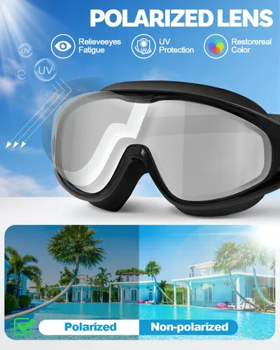 Miniatura 2 de Gafas de natación polarizadas, anti rayos UV y niebla, para adultos, unisex, sin fugas, gafas de natación para hombres, mujeres y jóvenes Chapado