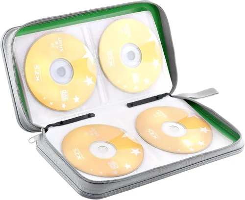 Miniatura 5 de Funda para CD, capacidad para 80 DVD, VCD, multimedia, Blu-ray, soporte para cartera, organizador de almacenamiento (verde)
