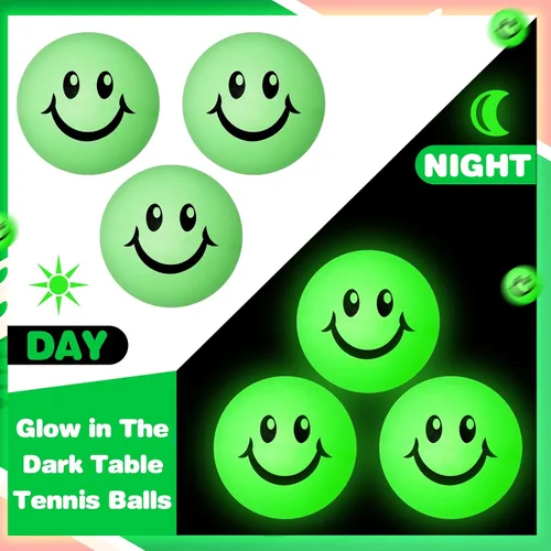 Miniatura 4 de Soulchen 36 pelotas de tenis de mesa que brillan en la oscuridad de 1.575 pulgadas, pelota de tenis de mesa iluminada, bola de neón verde luminosa