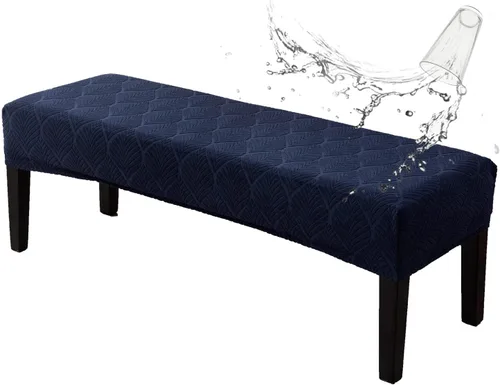 Miniatura 30 de Genina Fundas impermeables para banco de comedor, protector de asiento de banco de jacquard elástico, funda de banco rectangular para dormitorios