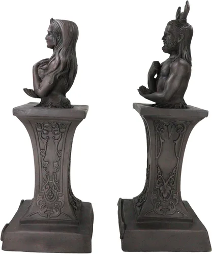 Miniatura 4 de Ebros Neopaganismo Wicca Estatua de deidad primaria con la luna creciente femenina Triple Diosa Bustos en pedestal Figura Wicca Decoración del hogar