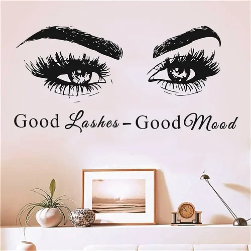 Miniatura 4 de Adhesivo para pared de ojos para decoración de interiores del hogar, pestañas de salón de belleza, pestañas para pared, calcomanía de cejas