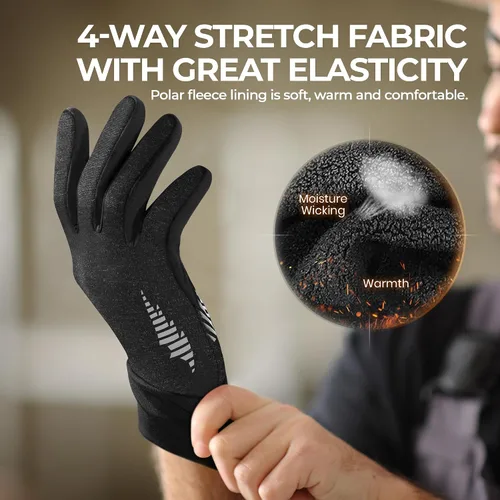 Miniatura 4 de rivmount Guantes ligeros de invierno para correr, pantalla táctil y forro térmico antideslizante, cálido guantes térmicos, clima fresco, conducción