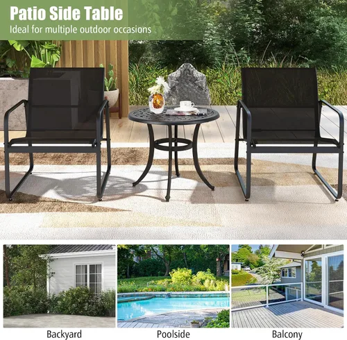 Miniatura 8 de Tangkula Mesa auxiliar de patio de 24 pulgadas, mesa auxiliar de aluminio fundido con almohadillas ajustables, mesa de centro pequeña