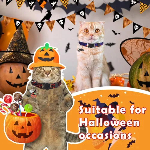 Miniatura 6 de Talltalk Paquete de 15 collares de gato ajustables para otoño, con hebilla de plástico para Halloween, Acción de Gracias, vacaciones, gatito