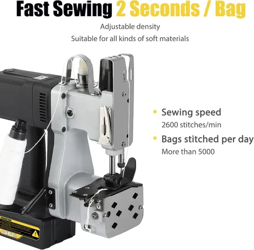Miniatura 6 de Máquina de cierre de bolsas inalámbrica + 6 rollos de hilo de coser resistente