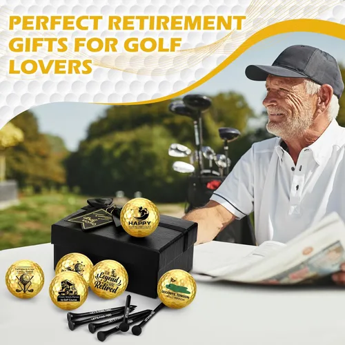 Miniatura 6 de Arrowbash Pelotas de golf de jubilación con camisetas y caja de regalo, regalos divertidos de jubilación para papá, compañeros de trabajo, golfistas