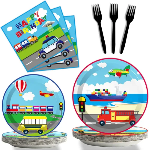Miniatura 18 de 96 piezas de vajilla para fiesta de motocross de bicicletas de tierra - Sirve para 24, incluye platos, servilletas, decoración para cumpleaños