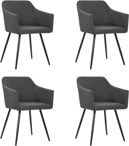 Miniatura 9 de Juego de 2 sillas de comedor, tapizadas de tela gris oscuro, sillas ergonómicas de cocina, asientos de comedor modernos, marco de metal duradero